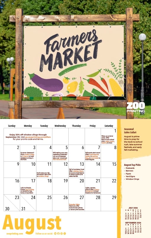 Zoo 2026 Calendar-Aug