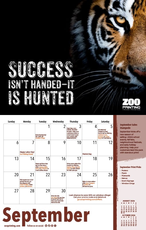 Zoo 2026 Calendar-Sep